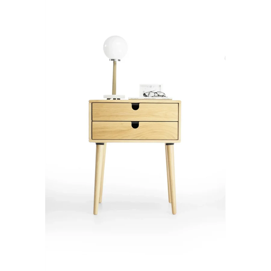 Çift Çekmeceli Modern Ahşap Komodin 45x60x35 Cm