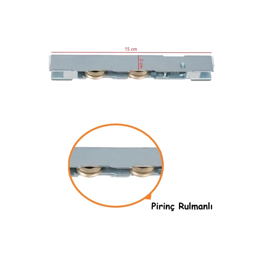 Çift Pirinç Tekerli Pvc Sürme Teker Kapı Pencere Rulmanlı Sürgü Teker