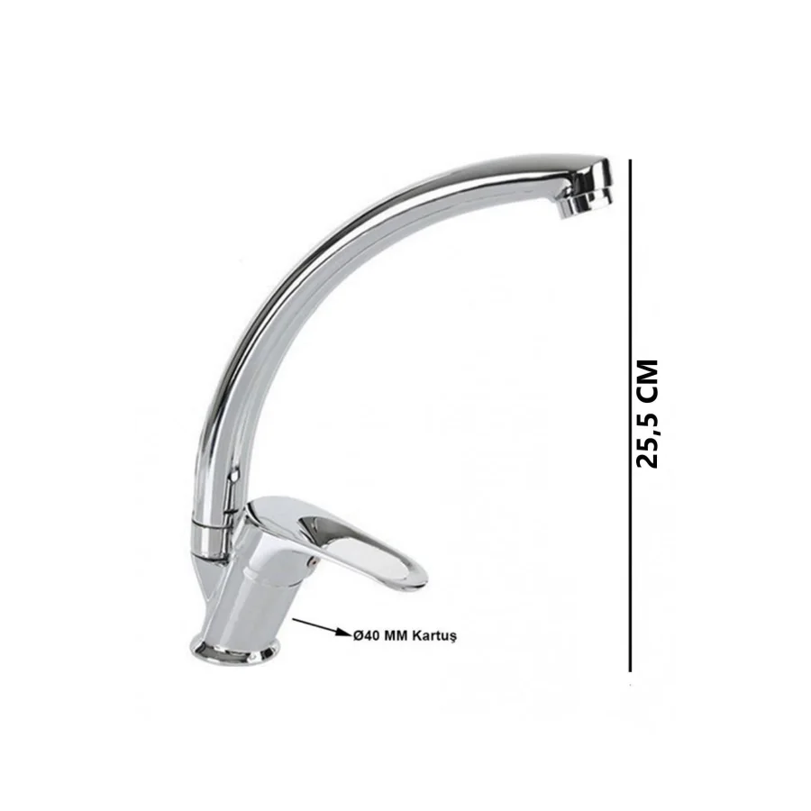 Dante Krom Uzun Kuğu Mutfak Eviye Bataryası