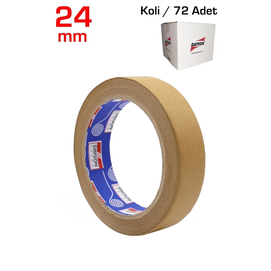 Dayson Kahverengi Maskeleme Bandı 24 Mm x 35 Mt Kağıt Bant Koli 72 Adet