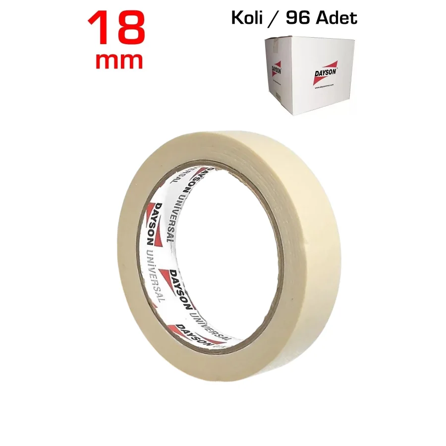Dayson Maskeleme Bandı 18 Mm x 35 Mt Kağıt Bant Koli 96 Adet