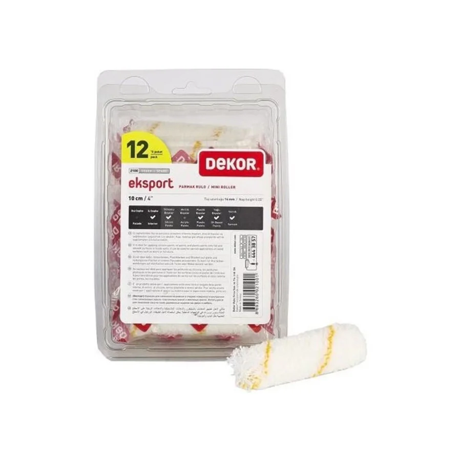 Dekor 2100 Eksport Parmak Rulo Yedeği 10 Cm Paket 12 Adet