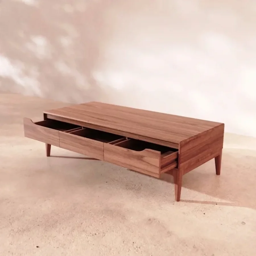 Gabrielle Açık Ceviz Renk Masif Ahşap Orta Sehpa 120x40x60 Cm