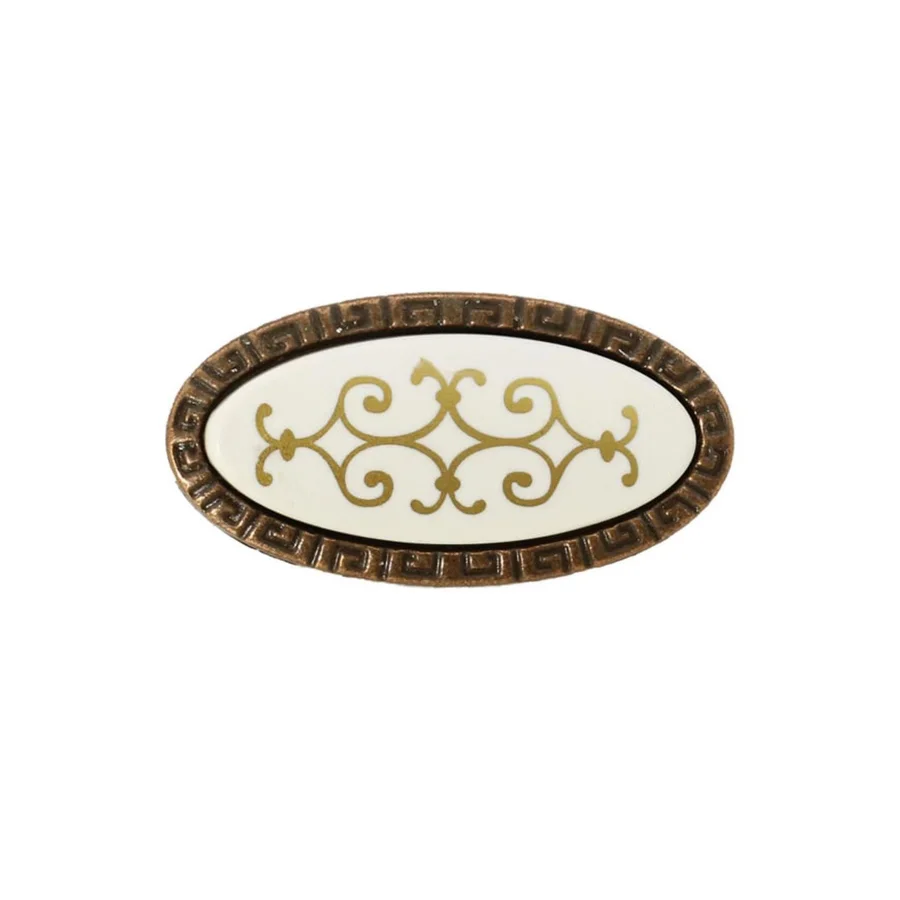 Groza Antik Dolap Kapak Çekmece Düğme Kulp Yaldız Desenli