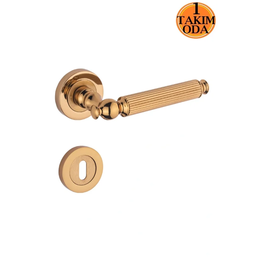 Hanedan Rozetli Kapı Kolu Takım Albirifin Altın