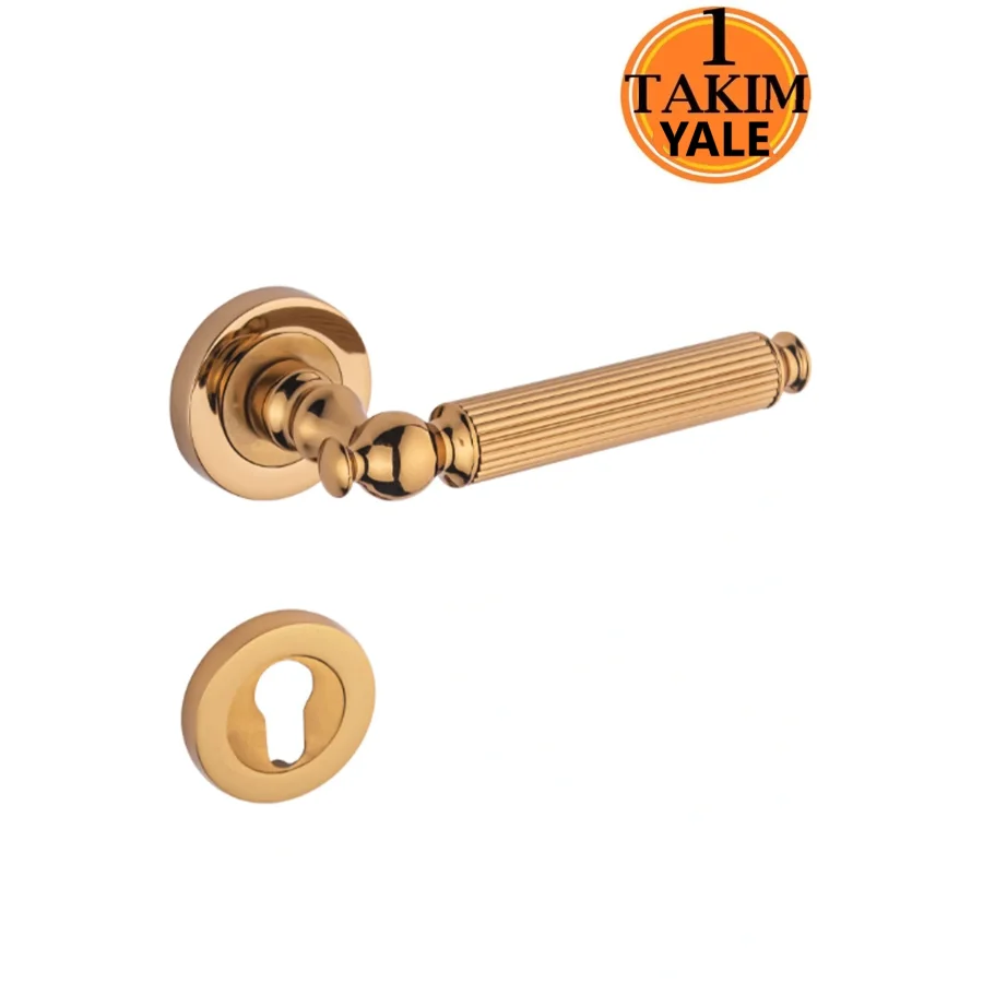 Hanedan Rozetli Kapı Kolu Takım Albirifin Altın