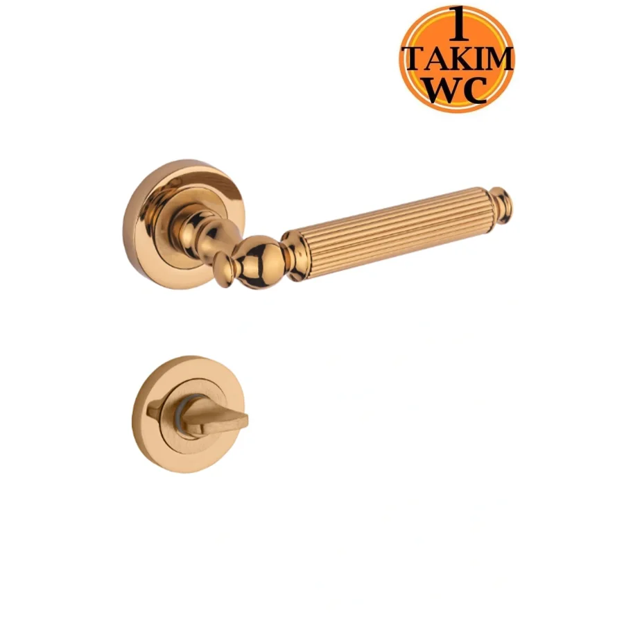 Hanedan Rozetli Kapı Kolu Takım Albirifin Altın