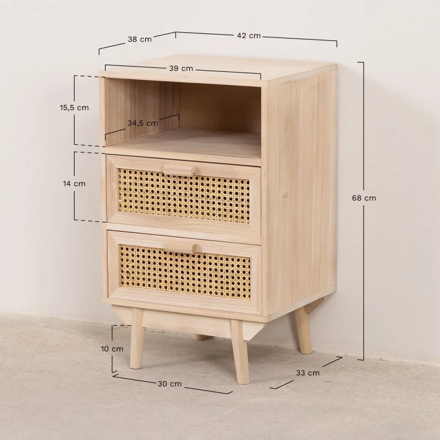 Hazeran Çekmeceli Ahşap Komodin 42x68x38 Cm