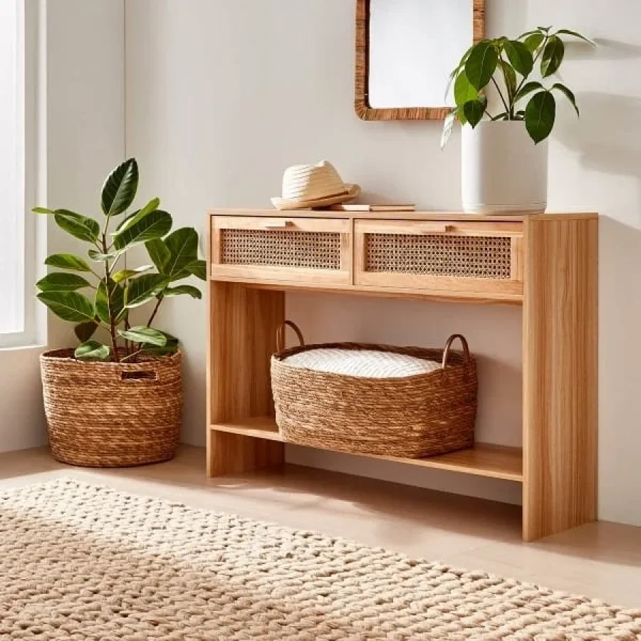 Hazeran Çekmeceli Ve Raflı Modern Ahşap Dresuar 100x80x30 Cm