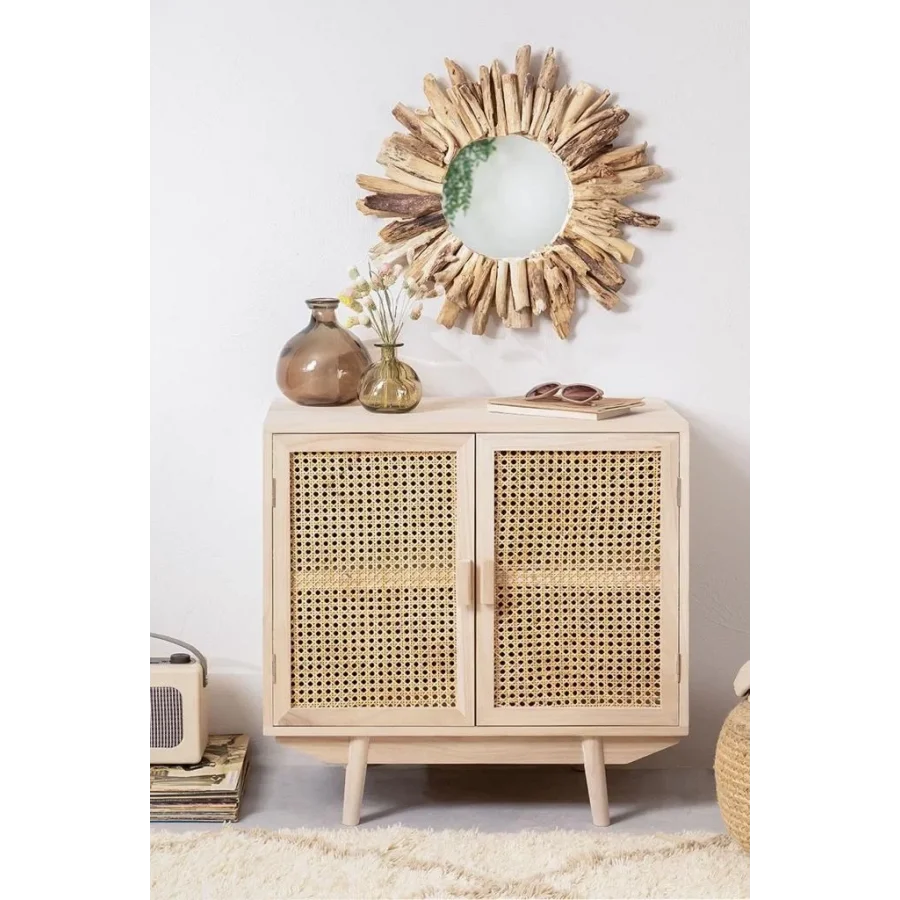 Hazeran Detaylı Çift Kapaklı Ahşap Büfe, Konsol 67x65x38 Cm