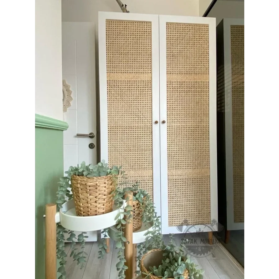 Hazeranlı Beyaz Çok Amaçlı Bambu Dolap 90x200x35 Cm