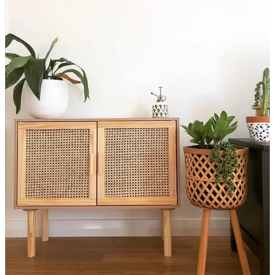 Hazeranlı Çift Kapaklı Mini Ahşap Dolap-komodin 75x60x35 Cm