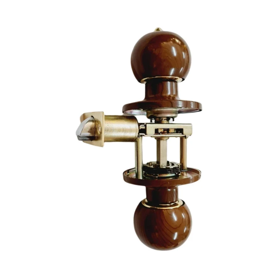 Kahverengi Topuzlu Otel Tipi Kapı Kilidi Kolu Anahtarlı Ceviz