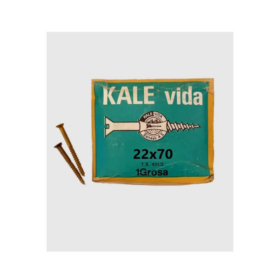 Kale Vida Düz Başlı Çelik Sarı Ahşap Vidası 22x70 144 Adet