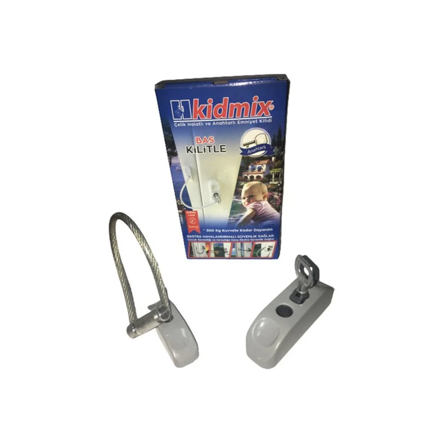 Kidmix Çelik Halatlı Pvc Pencere Emniyet Kilidi Beyaz