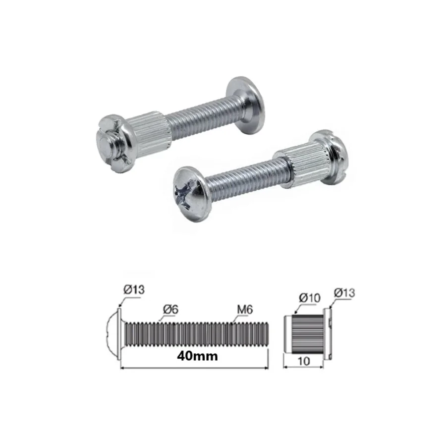 M6x40mm Metal Montebent Bağlantı Vidası 10 Adet