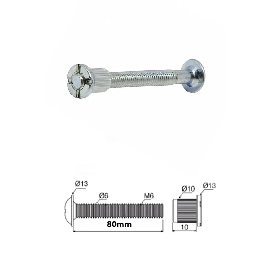 M6x80mm Metal Montebent Bağlantı Vidası 10 Adet