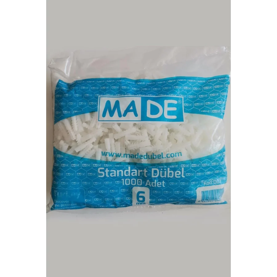 Made 6 Mm Standart Dübel 1000 Adet Ambalajlı Paket