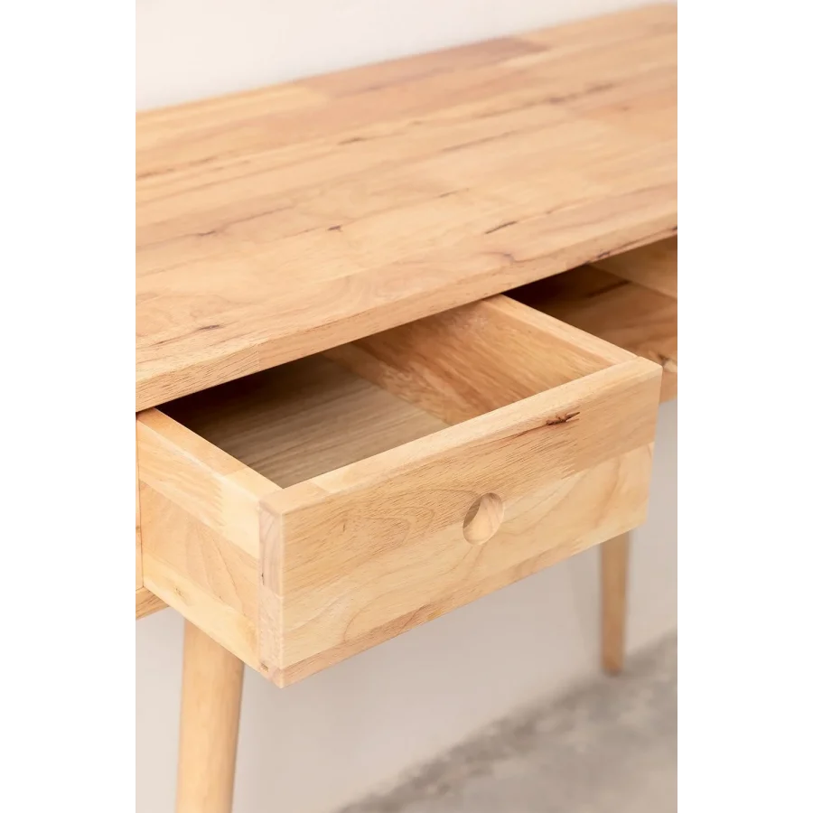 Masif Ahşap Basic Model Natural Çalışma Masası 90x80x40 Cm