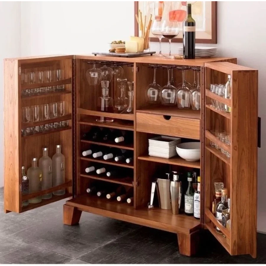 Masif Ahşap Çok Amaçlı Bar Dolabı 80x110x50 Cm