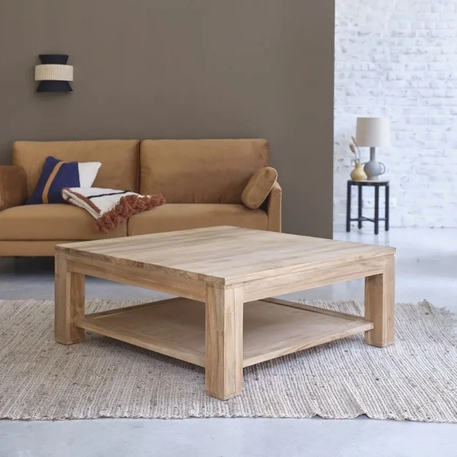 Masif Ahşap Kare Orta Sehpa 90x40x90 Cm