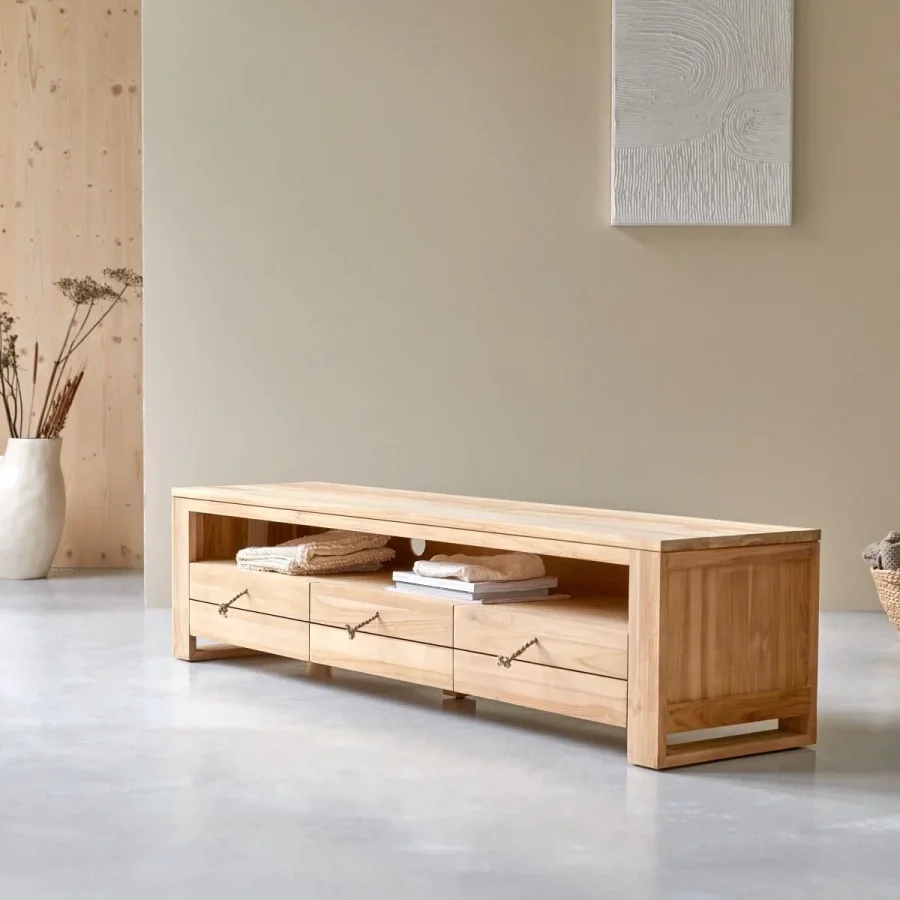 Masif Ahşap Rustik Tv Ünitesi 170x45x40 Cm