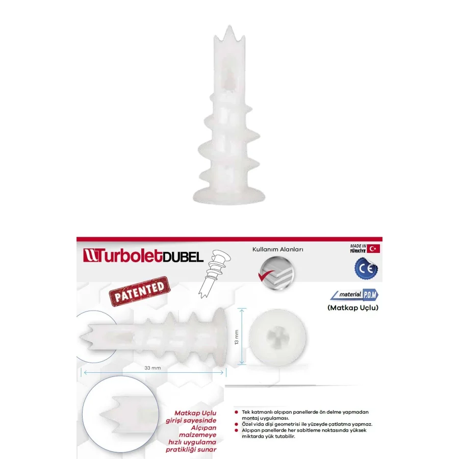 Matkap Uçlu Turbolet Dübeli Uzun Paket 500 Adet