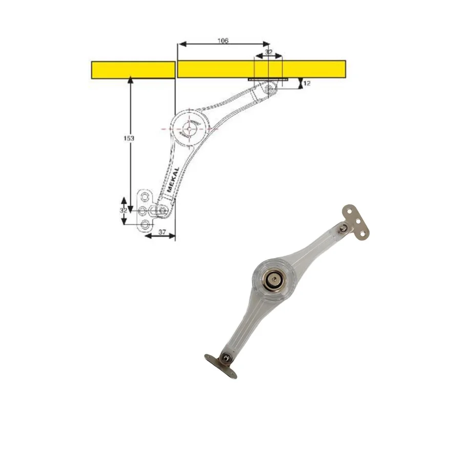 Mekal Şeffaf Lale Makas Mobilya Kalkar - Düşer Kapak Bar Makası