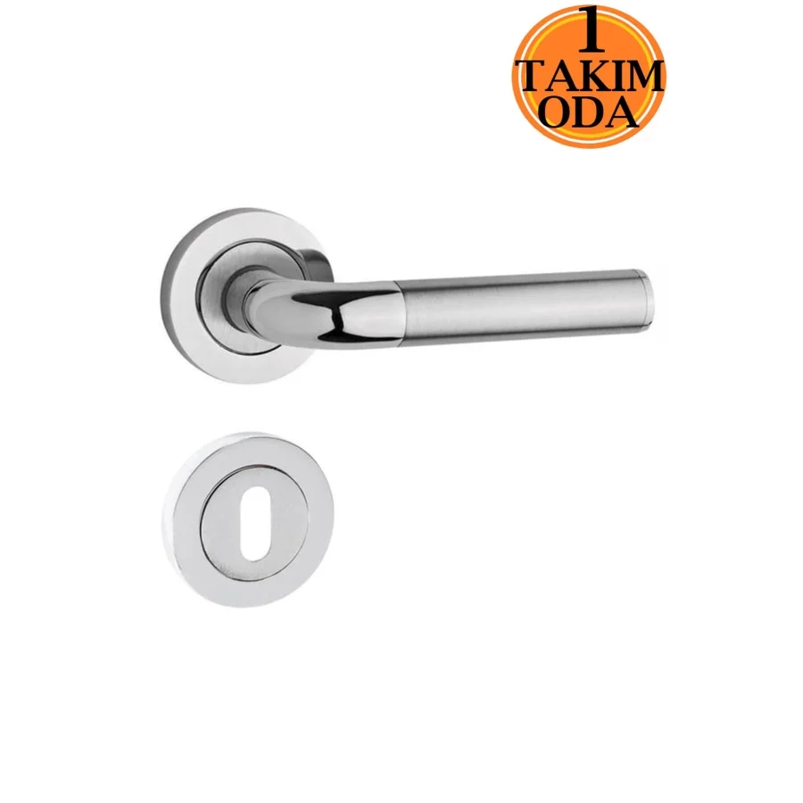 Melodi Krom İnox Rozetli Oda Kapı Kolu