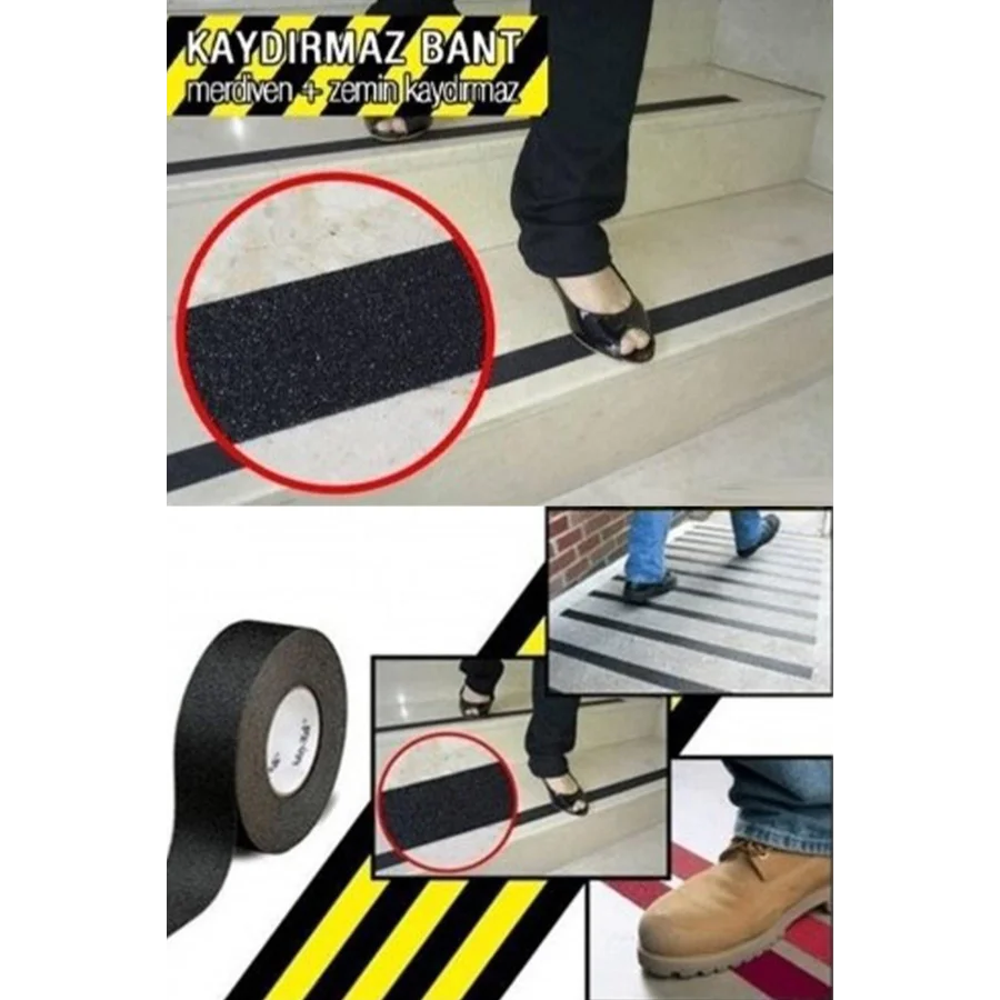 Merdiven Zemin Kaydırmaz Bant Kaymaz Bant Siyah 50 mm x 15 Mt