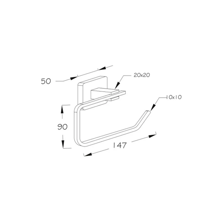 Milano Mat Siyah Kare Açık WC Tuvalet Kağıtlığı