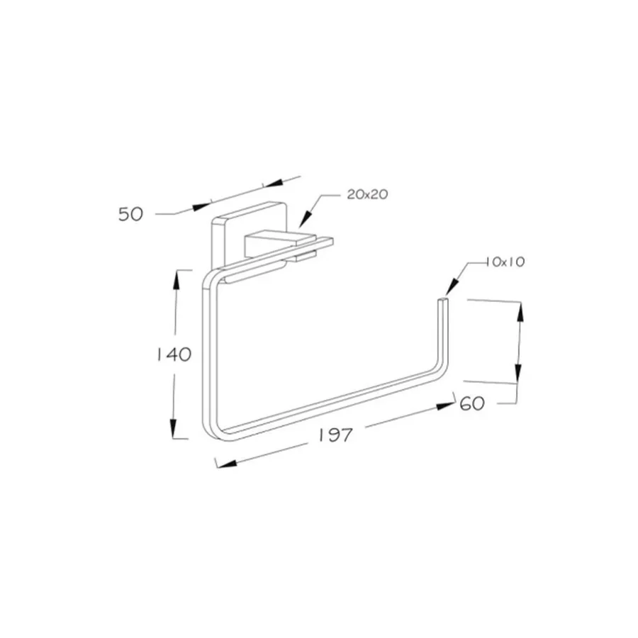 Milano Mat Siyah Kare Havluluk