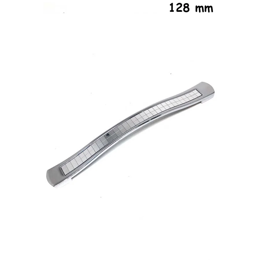 Nobel Eliza 128 mm Gümüş Taşlı Krom Kulp Çekmece Dolap Mobilya Kulpu Silver