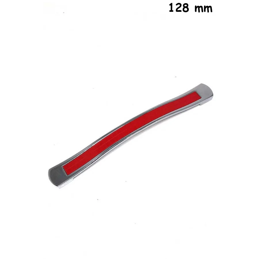Nobel Eliza 128 mm Kırmızı Taşlı Krom Kulp Çekmece Dolap Mobilya Kulpu