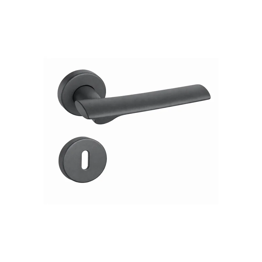 Nobel Oktavya Yuvarlak Rozetli Kapı Kolu Satine Antrasit