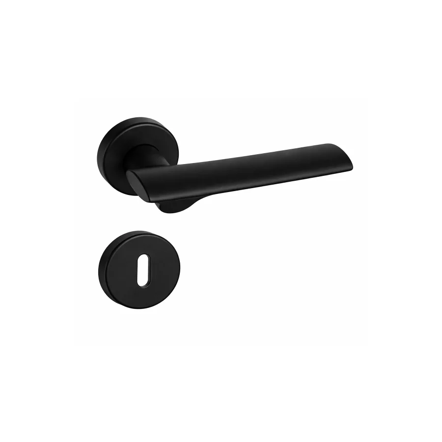 Nobel Oktavya Yuvarlak Rozetli Kapı Kolu Siyah