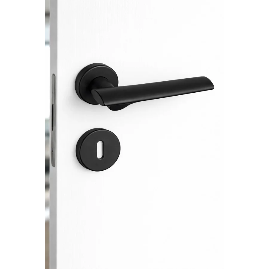 Nobel Oktavya Yuvarlak Rozetli Kapı Kolu Siyah