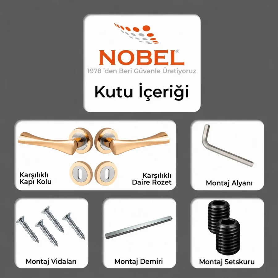 Nobel Pladium İnox Albrifin Altın Rozetli Kapı Kolu