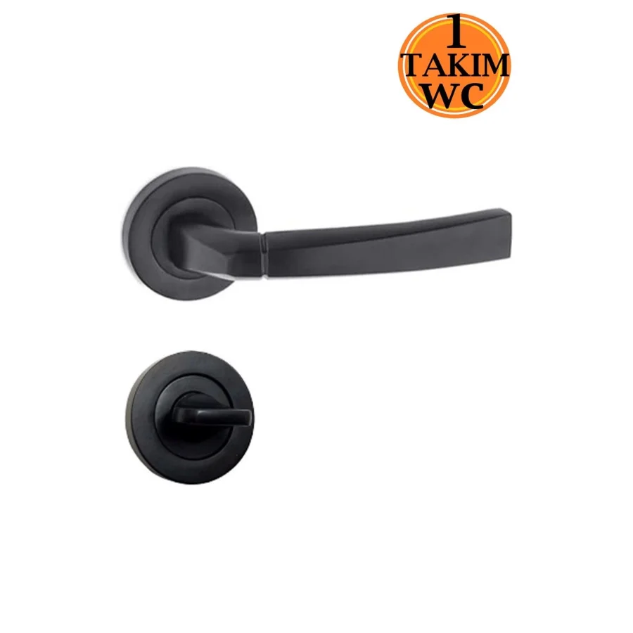 Nobel Planet Mat Siyah Rozetli WC Kapı Kolu