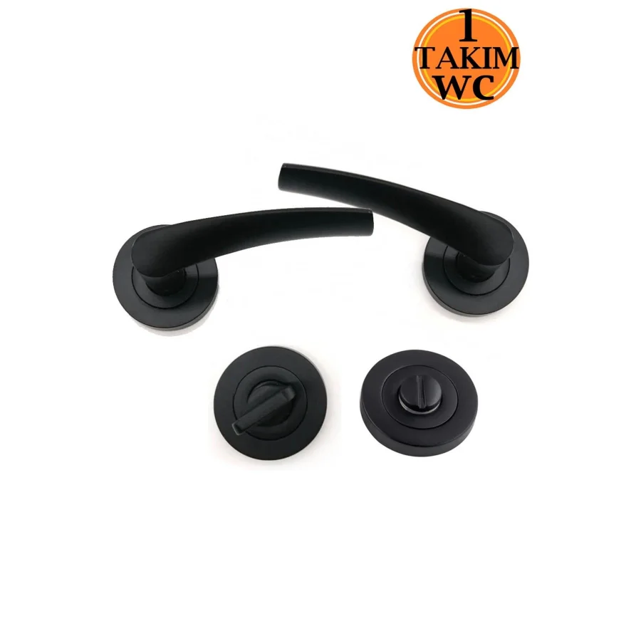 Nobel Polaris Mat Siyah Rozetli WC Kapı Kolu