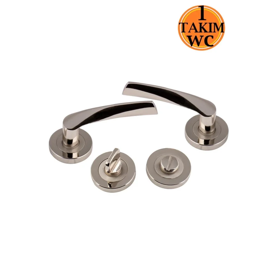 Nobel Polaris Nikel Saten Rozetli WC Kapı Kolu