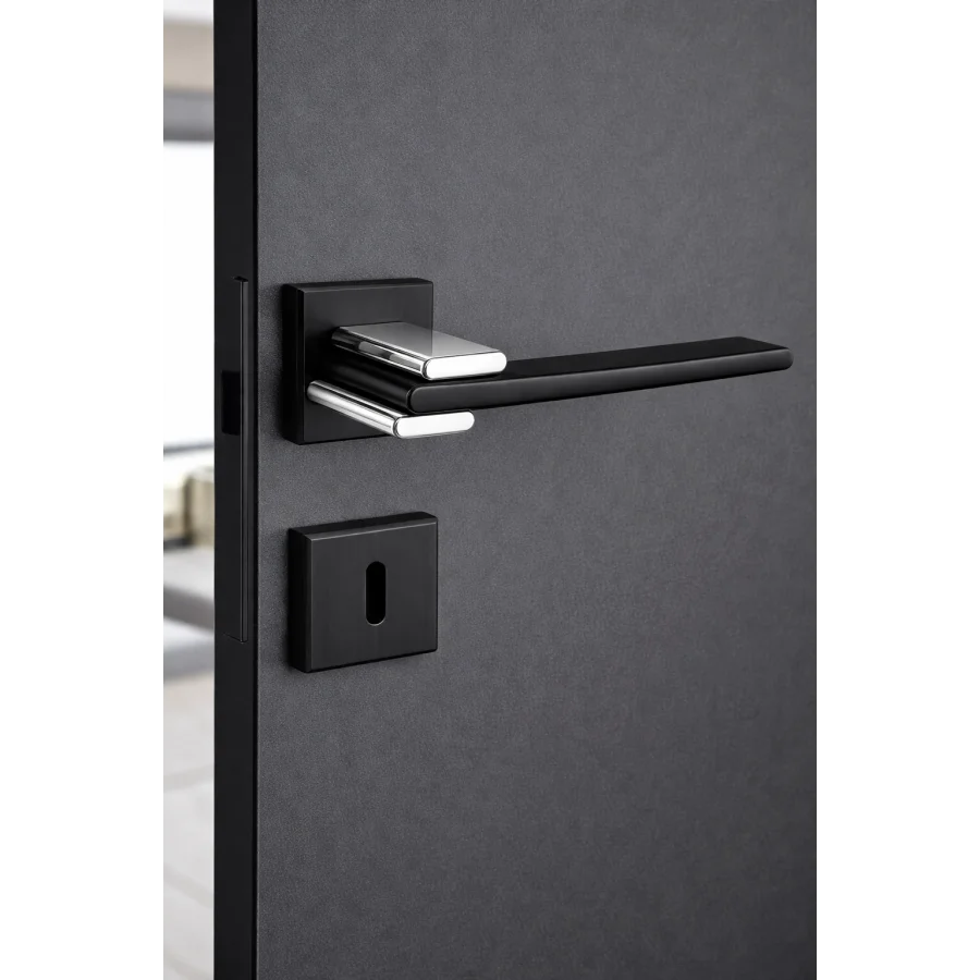 Nobel Samsun Siyah - Krom Rozetli Kapı Kolu