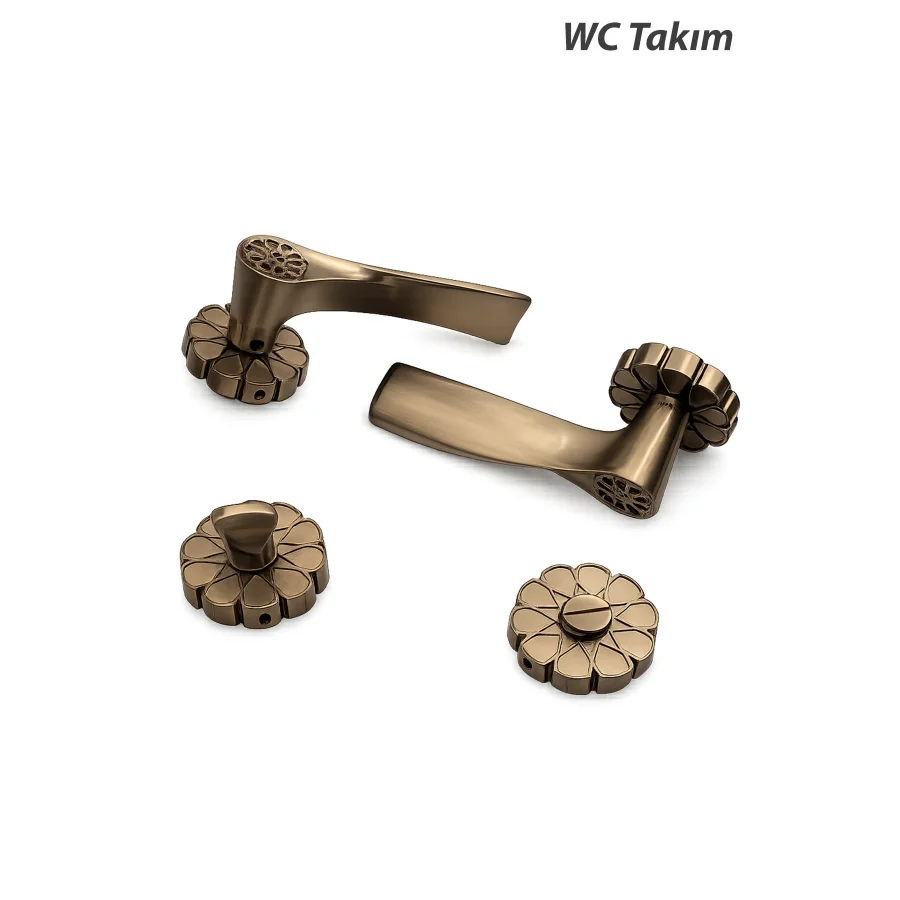 Nobel Z2027 Satine Bronz Rozetli Zamak Kapı Kolu