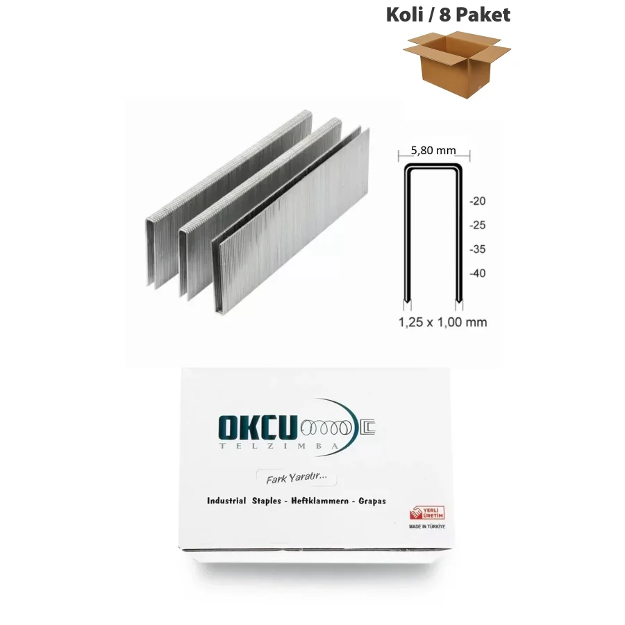 Okçu 9035 Havalı Zımba Teli 35mm Koli 8 Paket
