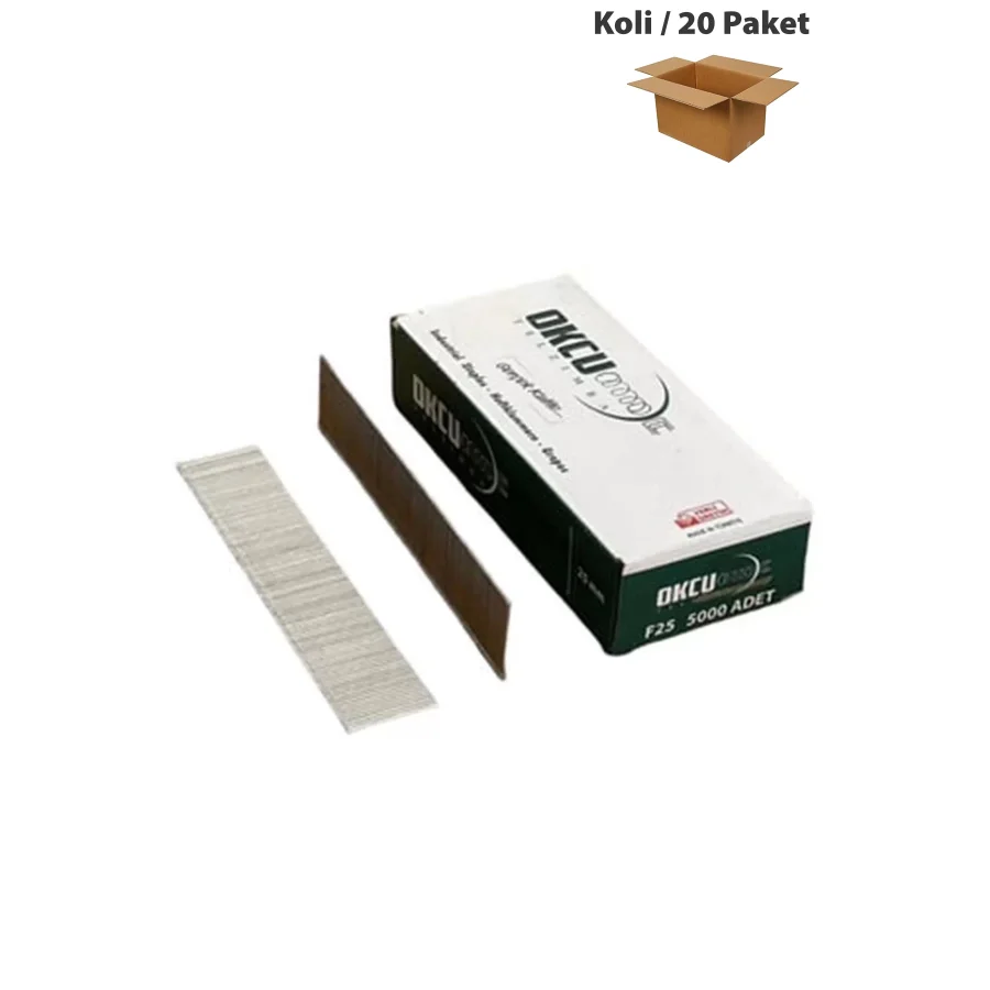 Okçu F25 Brad Havalı Zımba Çivisi Koli 20 Paket