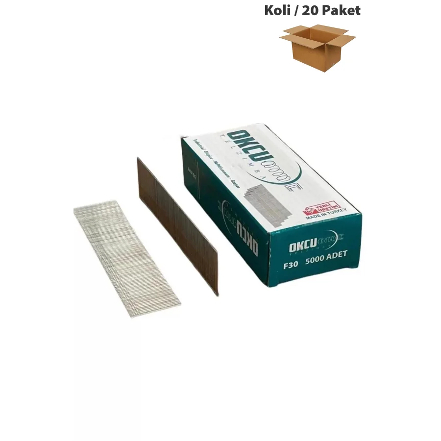 Okçu F30 Brad Havalı Zımba Çivisi Koli 20 Paket