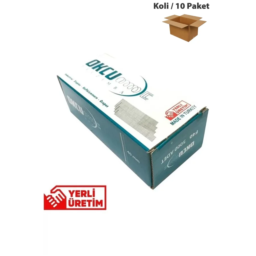 Okçu F40 Brad Havalı Zımba Çivisi Koli 10 Paket