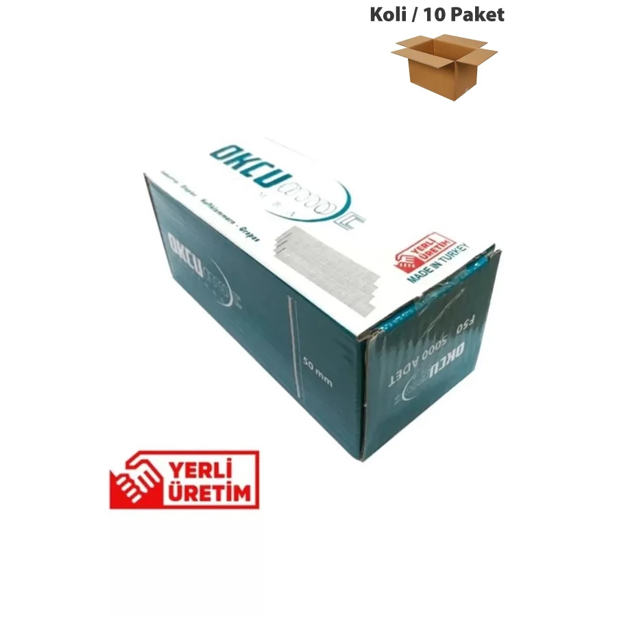 Okçu F50 Brad Havalı Zımba Çivisi Koli 10 Paket