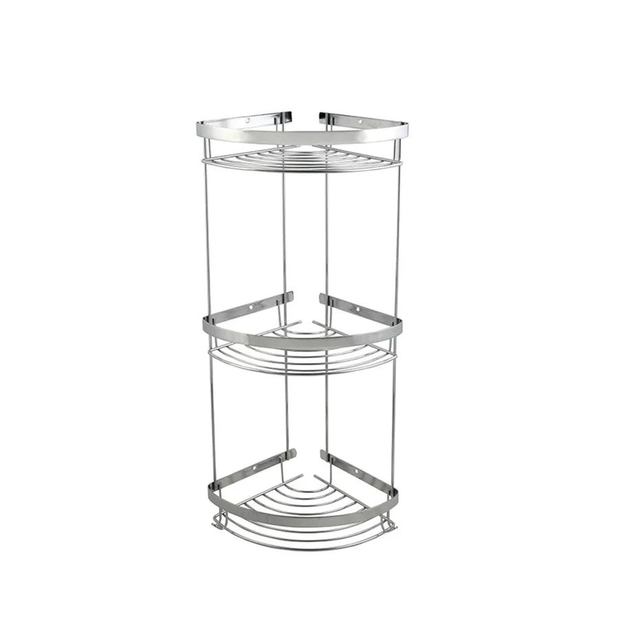 Paslanmaz 3lü Banyo Köşeliği ve Lif Askılığı 20x20.