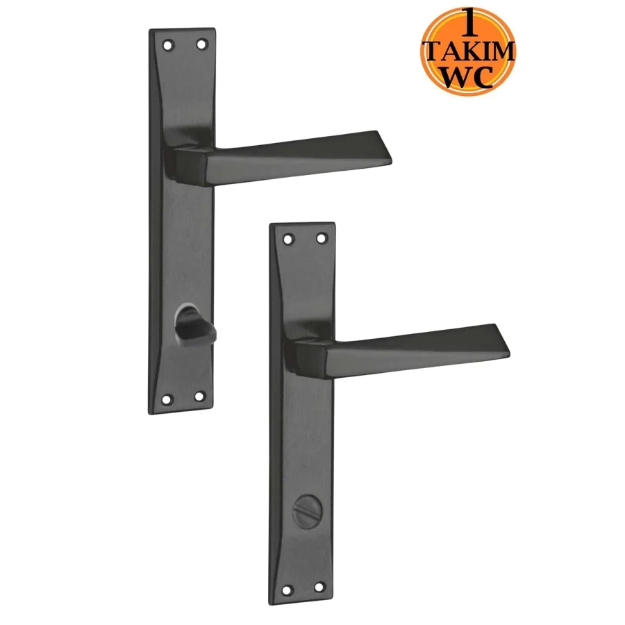 Penta Siyah Aynalı WC Kapı Kolu Takım